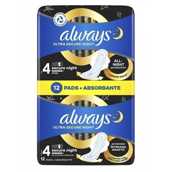 Гігієнічні прокладки Always Ultra Secure Night Duo ароматизовані 12 шт