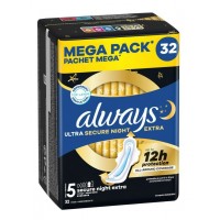 Гігієнічні прокладки Always Ultra Secure Night Extra Mega 32 шт Гігієнічні прокладки Always Ultra Secure Night Extra Mega 32 шт