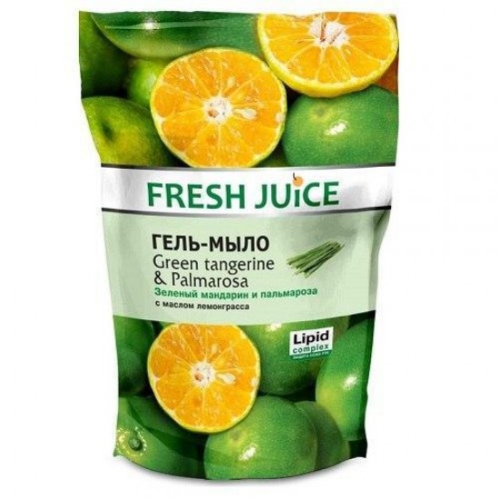 Fresh Juice рідке крем-мило дой-пак Зелений мандарин і пальмароза 460мл Fresh Juice рідке крем-мило дой-пак Зелений мандарин і пальмароза 460мл