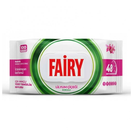 Універсальні вологі серветки для прибирання Fairy Лілія, 100 шт Універсальні вологі серветки для прибирання Fairy Лілія, 100 шт