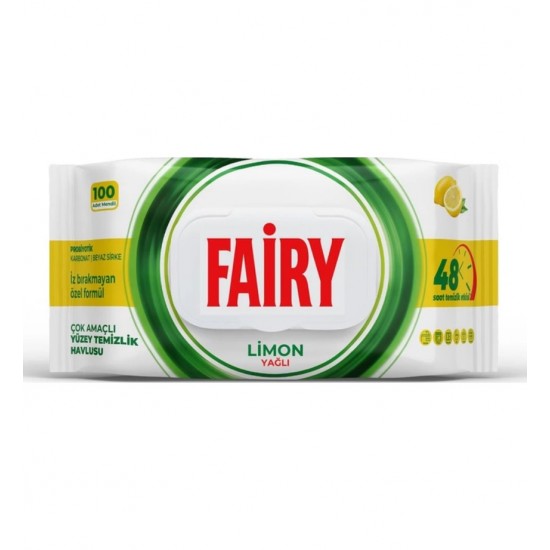Універсальні вологі серветки для прибирання Fairy Лимон, 100 шт Універсальні вологі серветки для прибирання Fairy Лимон, 100 шт
