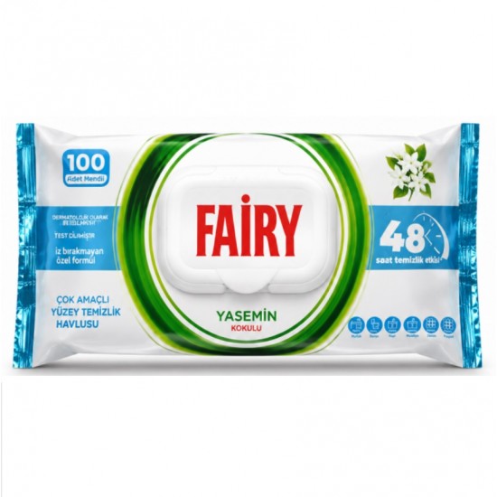 Універсальні вологі серветки для прибирання Fairy Жасмин, 100 шт Універсальні вологі серветки для прибирання Fairy Жасмин, 100 шт