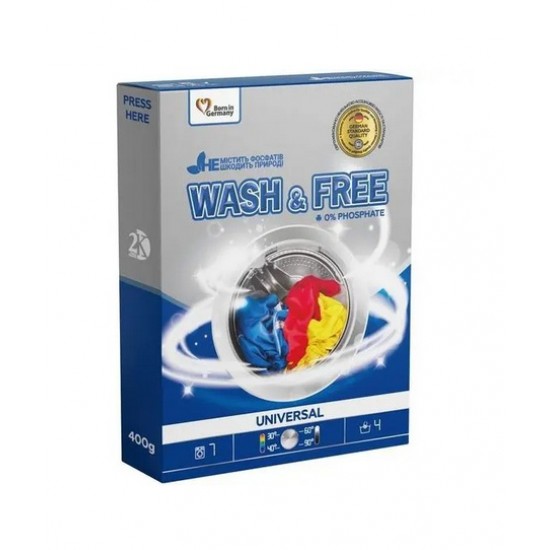 Wash and Free пральний порошок Універсал 400гр.