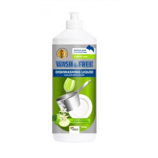 Wash & Free Засіб для миття посуду 1л. Яблуко Wash & Free Засіб для миття посуду 1л. Яблуко